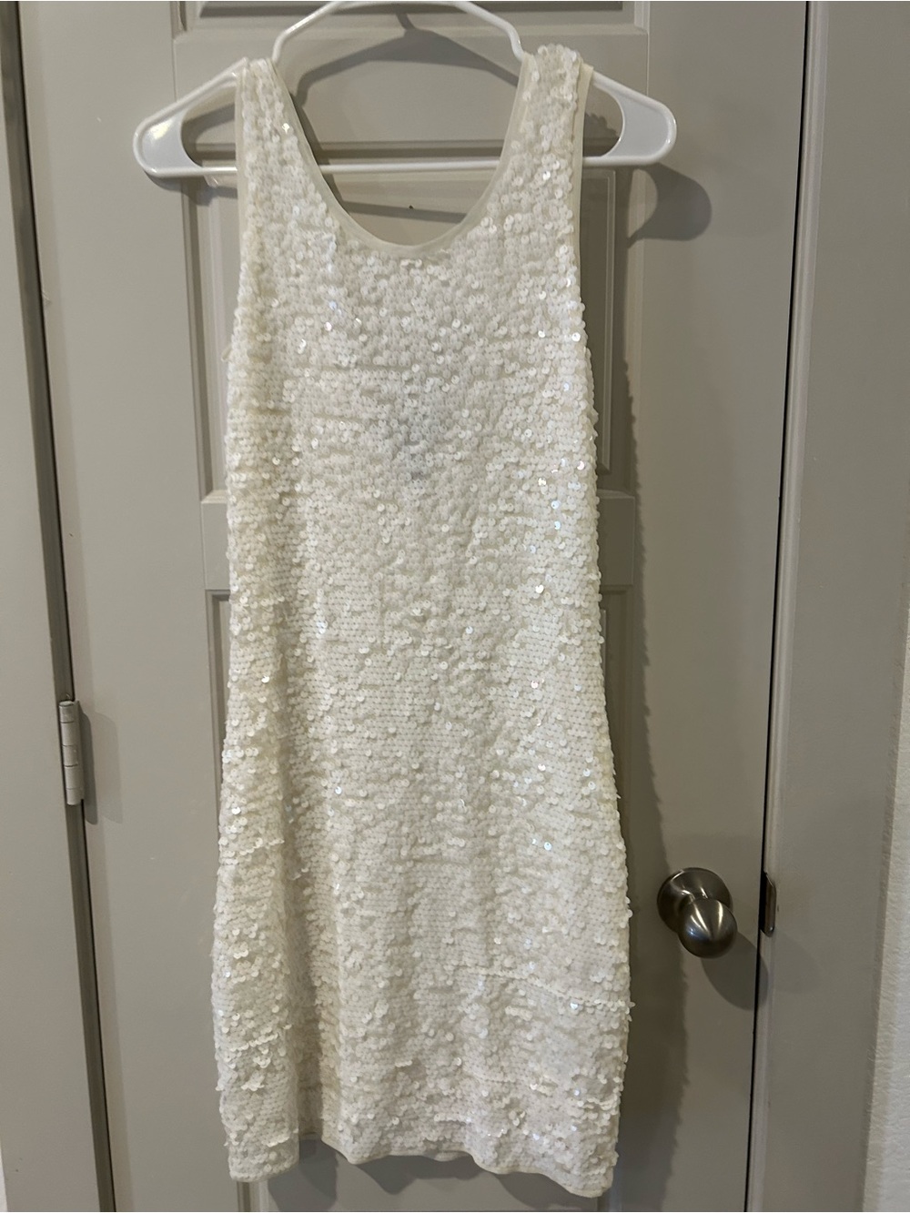 BCBGMAXAZRIA Sequin dress ivory small holiday